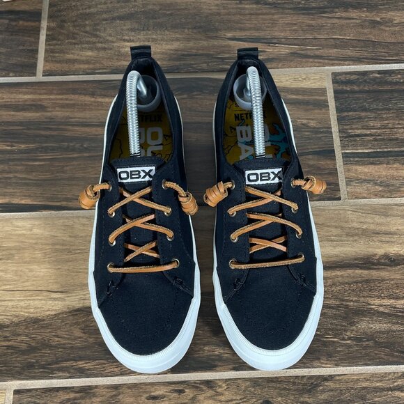 Sperry x Netflix Crest Vibe Womens 9.5 Shoes Black Outer Banks Slip On Sneaker - Picture 11 of 12